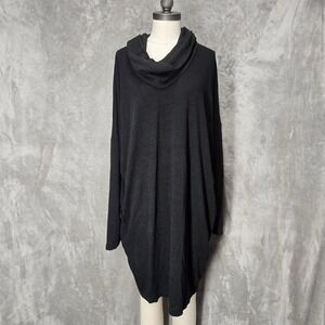Old Navy Black Cowl Neck Long Sleeve Tunic Dress XXL Oversized Lounge Comfy